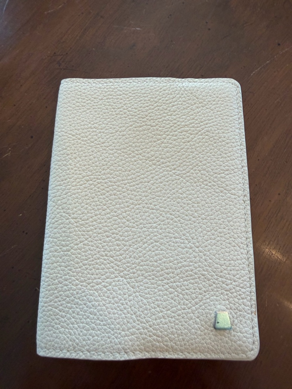 Akris Cream Pebbled Leather Passport Holder